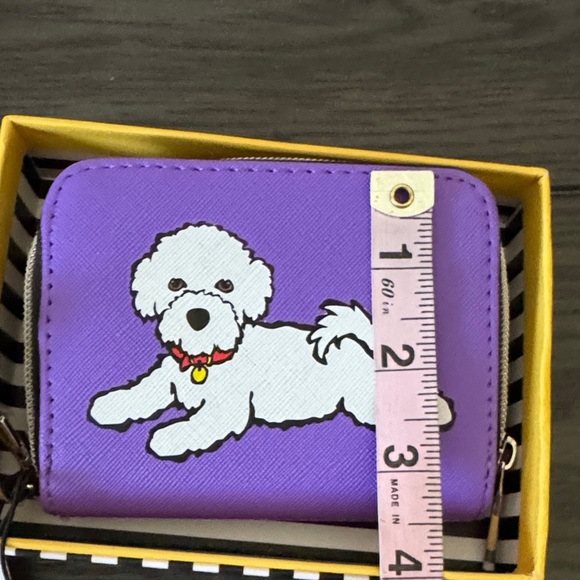Marc Tetro White Bichon Frise Striped Purple and Black Wallet - Picture 5 of 8